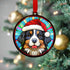 Bernese Mountain Dog in Santa Hat Suncatcher Decoration